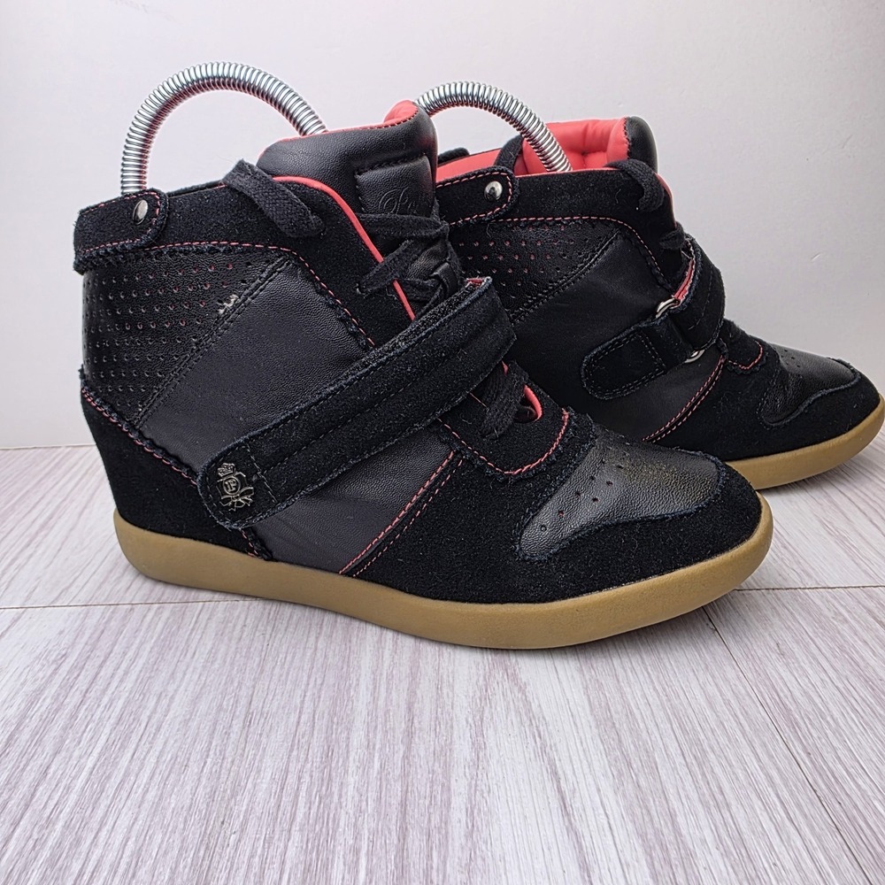 Love Pastry Dutchess Pie Women's High Top Wedge Sneakers Size 6 Black Pink Hip